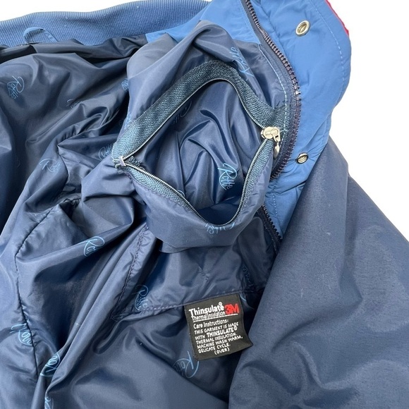 VTG 80s Roffe USA Men’s Thinsulate Red White Blue Ski Coat Size L Color Block - Picture 9 of 14